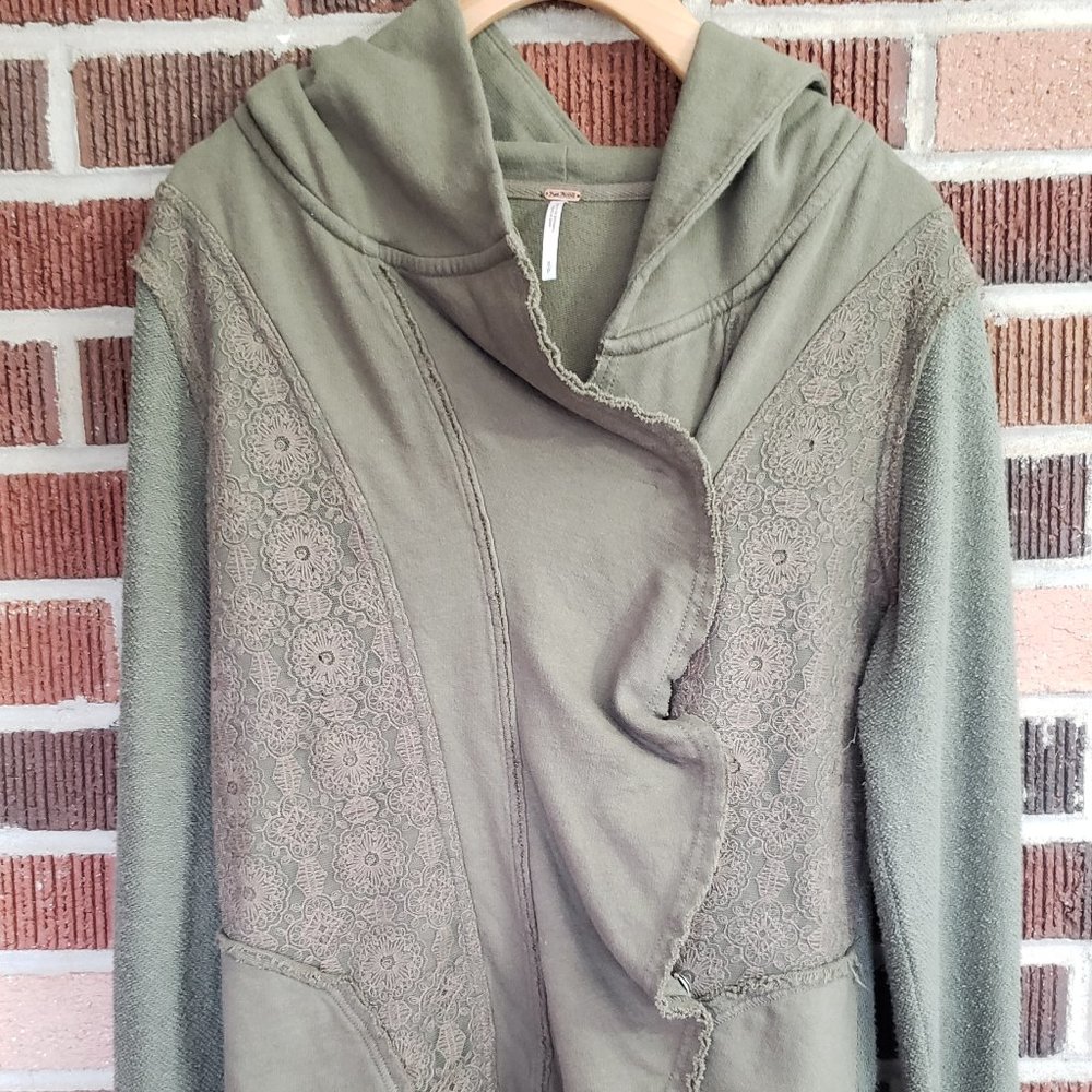 FREE PEOPLE CLEMENTINE LACE INSET HOODIE